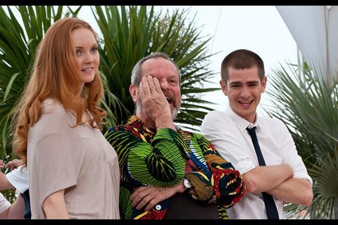 Actress Lily Cole, director Terry Gilliam and actor Andrew Garfield